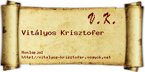Vitályos Krisztofer névjegykártya